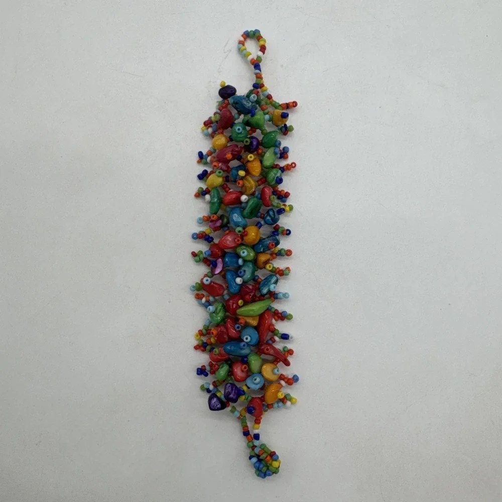 Bright Colorful Beaded Bracelet Multicolor Stretch 7 Inch Boho Style Unbranded